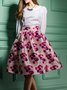 Floral-print Big Hem Midi Skirt